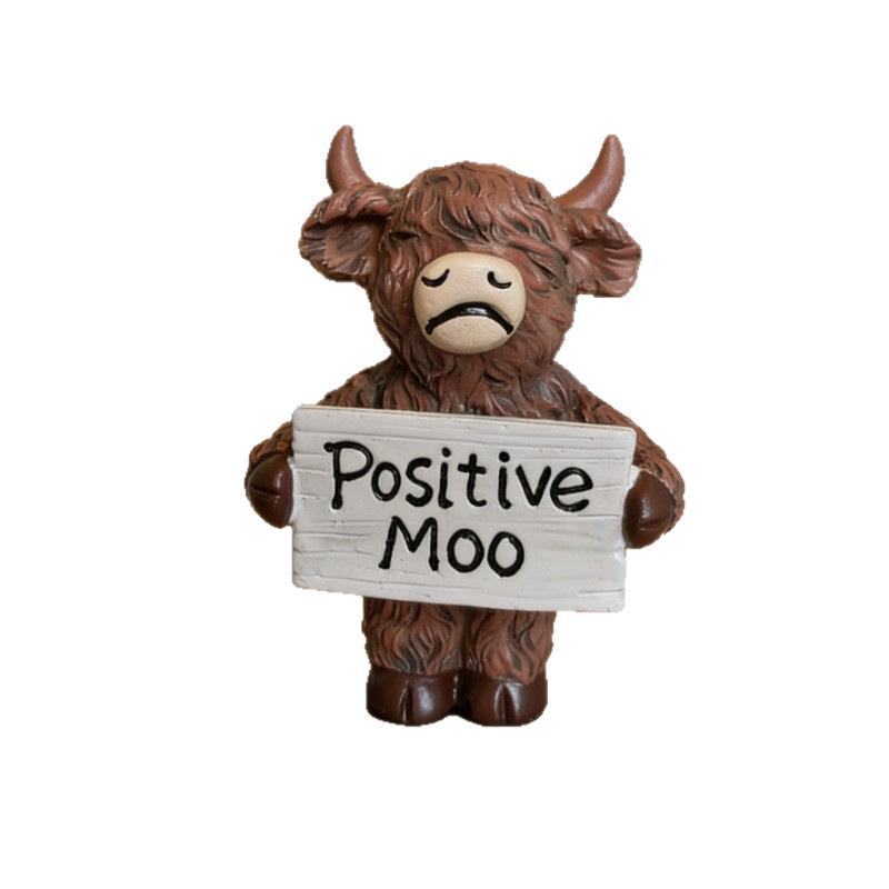 New Scottish Highland Cattle, Lovely Highland Cattle Resin Sculpture, Positive Emotional Decoration