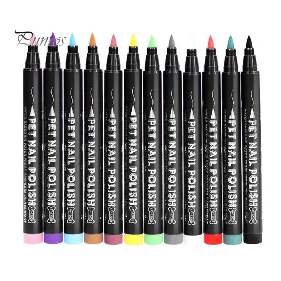 

12-цветный набор ручек для дизайна ногтей для домашних животных, быстросохнущие ручки для лака для ногтей для собак, мягкие кисти для щенков и кошек, креативные принадлежности для ухода за домашними животными 12pcs