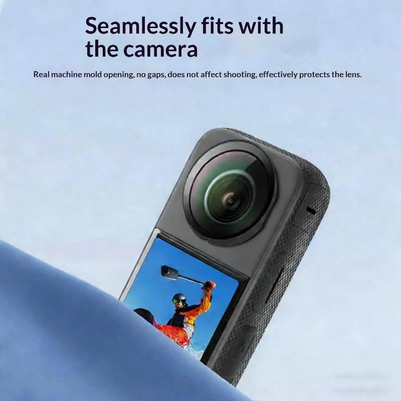 1 Set Silicone Case Lens Protector Cap Cover Lens Guards Carrying Case Protective Frame For Insta360 X4 X3 X2 Camera Accessories