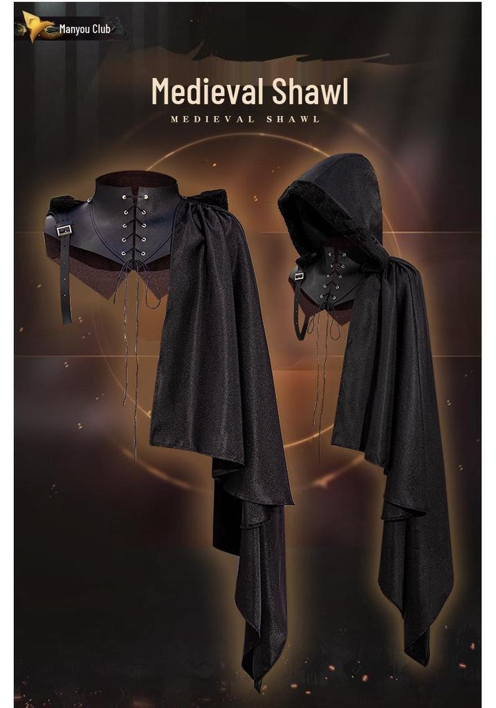2025 Medieval Hooded Wizard Cloak Costume for Cosplay & Parties