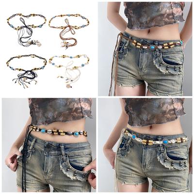 Bohemian Style Crochet Rope Belt Elegant Decorative Travel Waist Belt for Dress