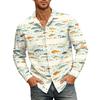 Herren Hawaii Hemd Lockerer Schnitt Langarm Hemd mit Knöpfen Vintage Lässig Sommer Strandhemd