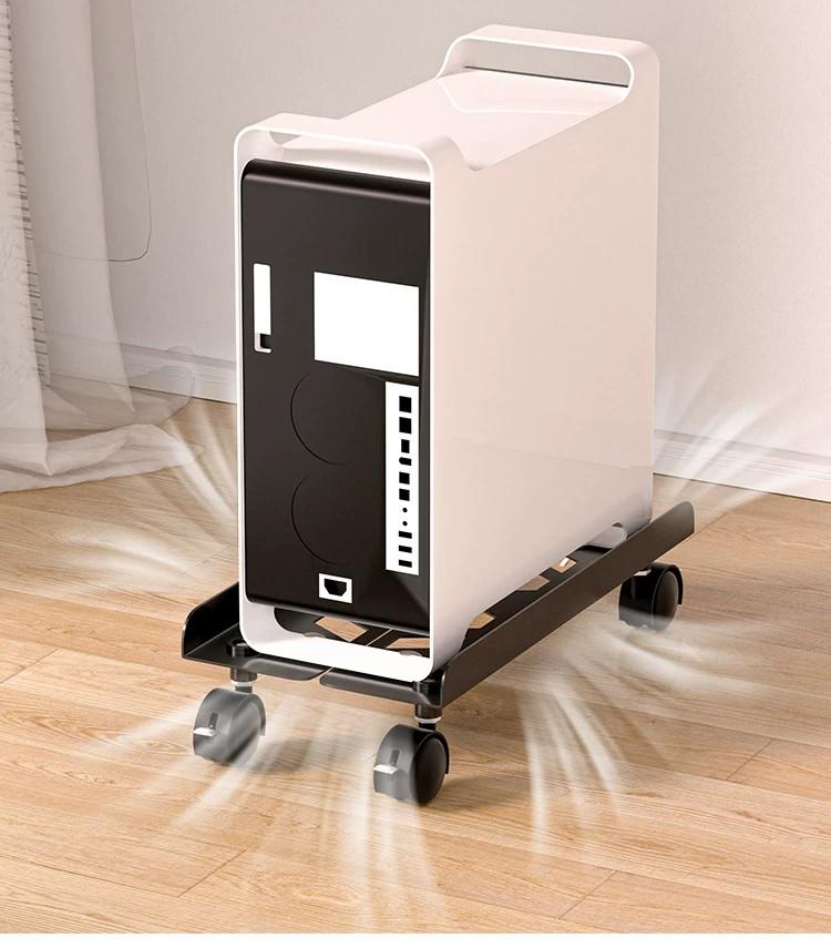 Steel Under-Desk Computer Case Rack with Casters: Movable Office Desk Storage Tray
