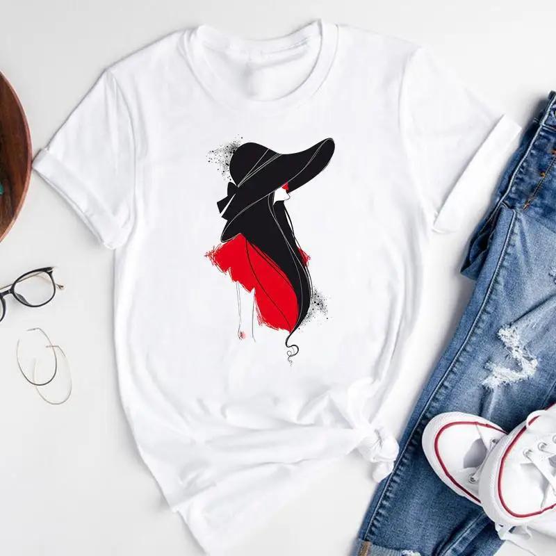 T-shirt Estiva alla Moda con Stampa di Ragazza del Caffè Cartone Animato, Top Casual da Donna, Magliette Grafiche Vintage, Maglietta Pro Choice