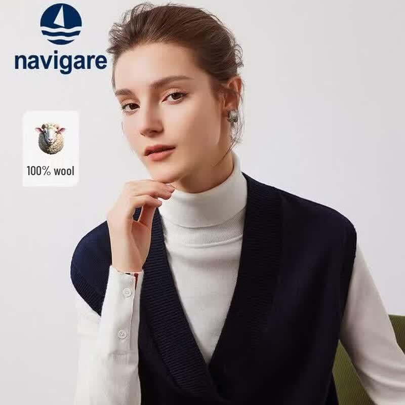 Navigare Women s V-Neck 100% Wool Sweater Vest S