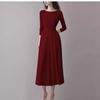 Elegant French Women's Long-Sleeve Dress: Fashionable High-End Spring/Autumn Skirt for Weddings