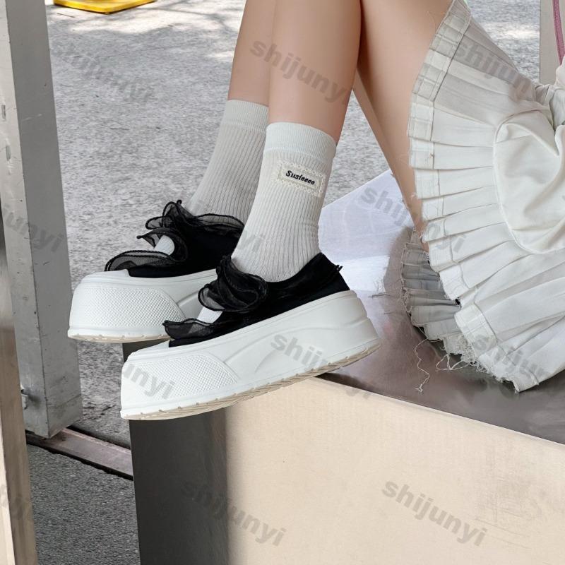 Modne Damskie Białe Buty Casualowe 2025 Nowa Wiosna Jesień Oddychające Wygodne Buty Mary Jane Moda Luksus Zwiększające Wysokość Płaskie