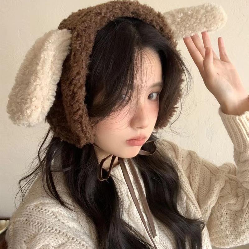 

Милые плюшевые наушники-накладки в виде щенка для женской новинки осени и зимы, для тепла ушей, защиты ушей, ветрозащитные лямки, мягкие девичьи ушные сумки Adult average size