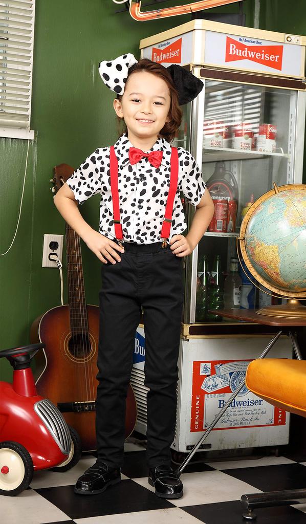 Clearstone Animal Dalmatian Shirt for Black Shirt, Cosplay, Halloween, Kids, 120cm, Unisex,