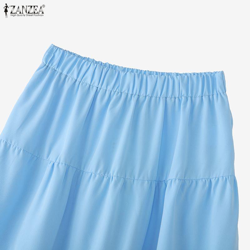 ZANZEA Dámské ležérní, elastický pas, jednobarevné volné dlouhé sukně