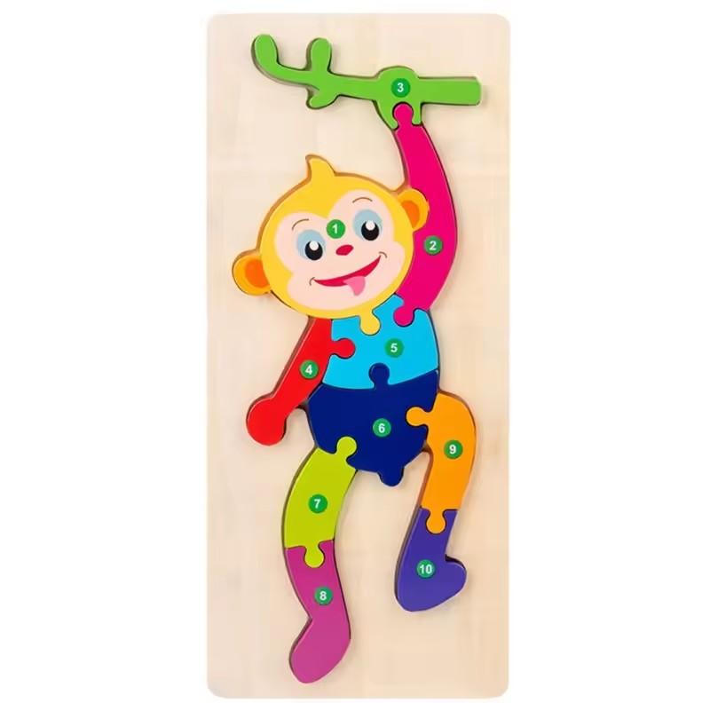 Baby Toys Wooden Puzzle Cute Animals Shape Matching 3D Puzzle Board Game Wooden Montessori Toys For Children Gifts