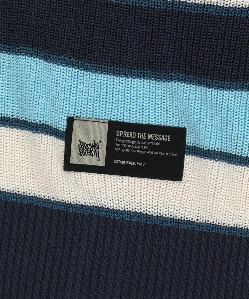 Brownbreath Striped Jacquard Hood Zip Up - Blue