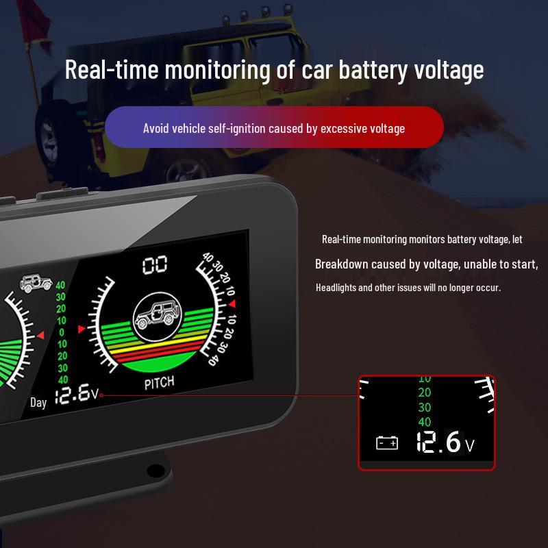 Universal Off-Road Inclinometer HUD with Voltmeter