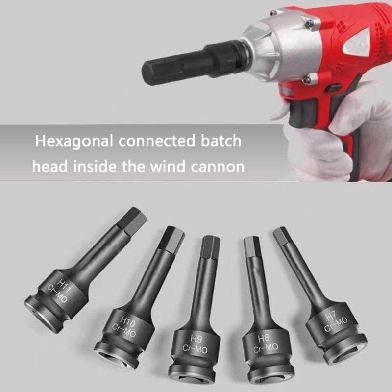 Solid Hex Bit Kit Accurate 1/2inch Pneumatic Wrench Drive Impact Socket For Secure Hold Different Dimension Industrial Use