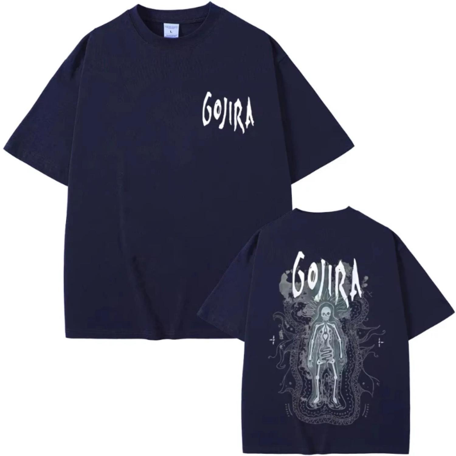 

Metal Rock Band Gojira The Flesh Alive Skeleton Graphic T-shirt Men Women Fashion Oversized T-shirts Men s Casual Cotton T Shirt S чёрный
