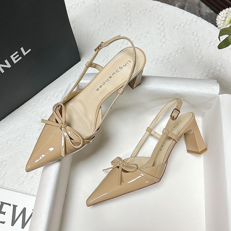Popular summer pointed head thick heel foreign style women's shoes French temperament high heel fashion single shoes workplace versatile high heels