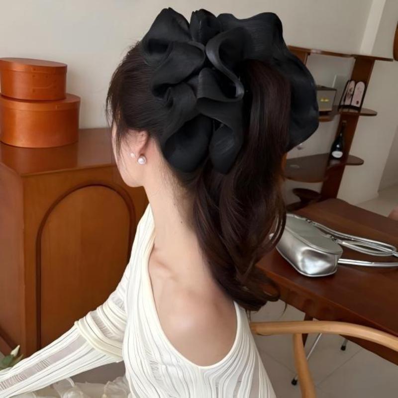 Soft Pleated Chiffon Flower Banana Hair Clips Anti Slip Elegant Barrettes Women Daily Wedding Party Hair Accessories