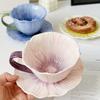 Coffee Cup with Saucer Food Grade Ceramic Floral Pattern Microwave Dishwasher Oven Safe Cappuccino Cup