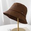 Autumn and Winter New Matte Pattern PU Leather Bucket Hat Women's Literary and Fashionable Big Eaves Retro Bucket Hat