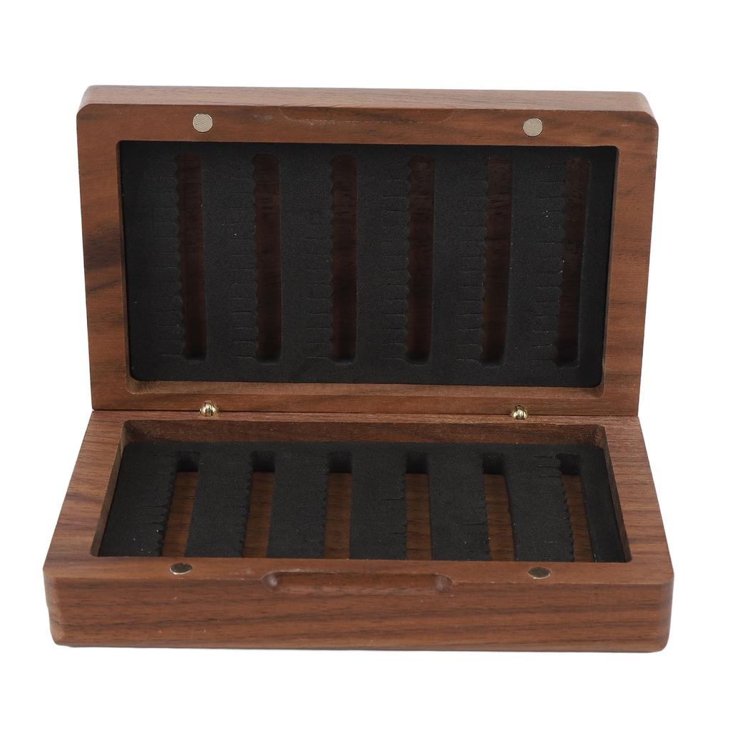 Fly Hook Fishing Box Black Walnut Wood Fishing Bait Case Tackle Box for Fishing Gear Organization