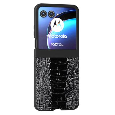 Pro Motorola Razr 50 5G Pouzdro Pravá hovězí kůže+PC Tvrdý kryt na telefon Krokodýlí textura