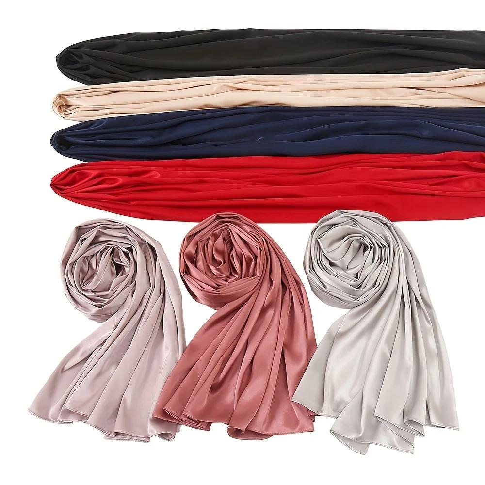 Premium Shimmer Silk Satin Hijab Scarf Women Luxury Medine Silk Veil Muslim Women Hijab Shiny Silk Shawl Women's Scarves Tippet