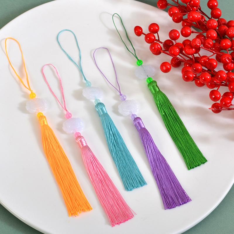 2pcs/Lot White Lotus Pendant Tassel Hanging Tassel Silk Fringe Bangs Flower Tassel Trim Key For Curtains Home Decor Accessories