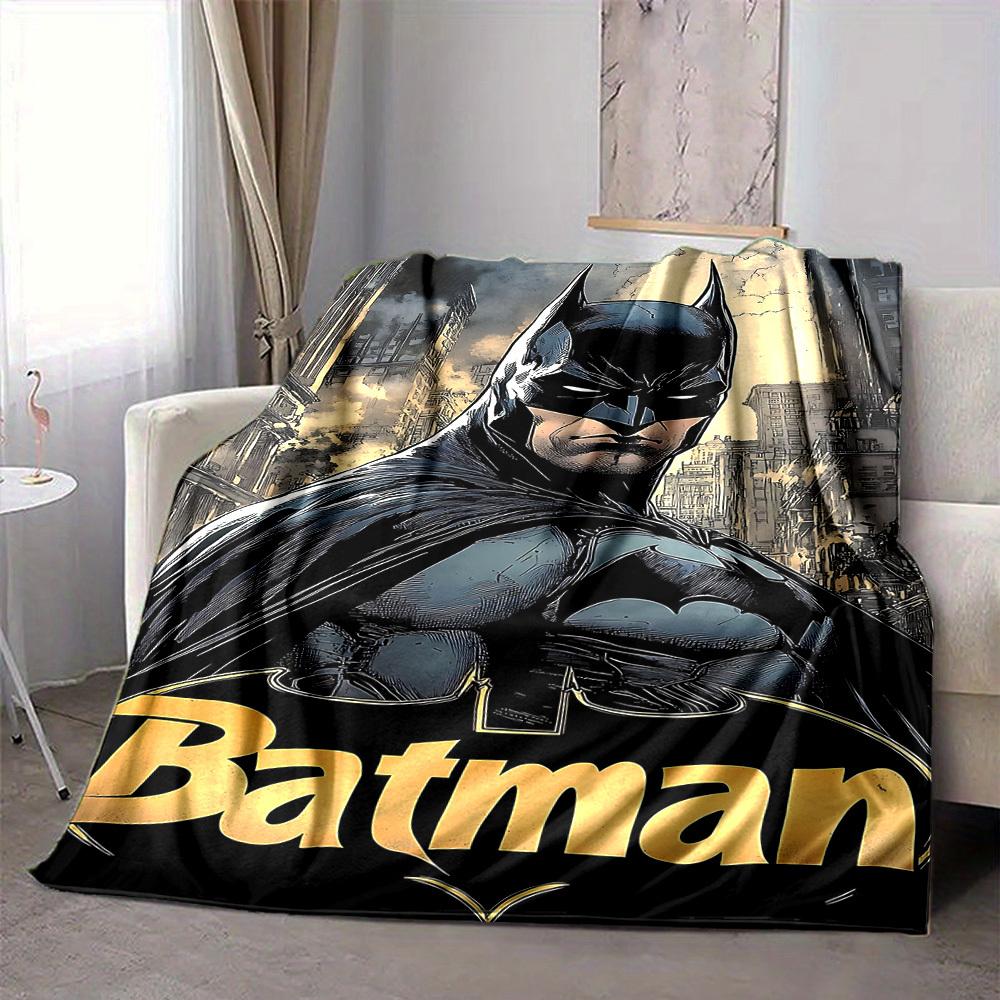 1pc Batman Hero Flannel Throw Blanket Lightweight Soft Warm All Season Blanket for Sofa, Bed, Travel, Camping L1024143 80x120cm