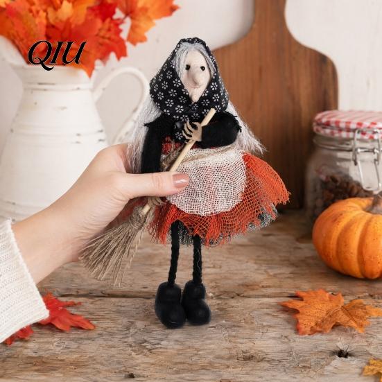 Halloween Atmosphere Decor Witch Broomstick Hanging Ornament, Spooky Fabric Pendant for Party Bar Decorative Items Home, Trick or Treat Festive