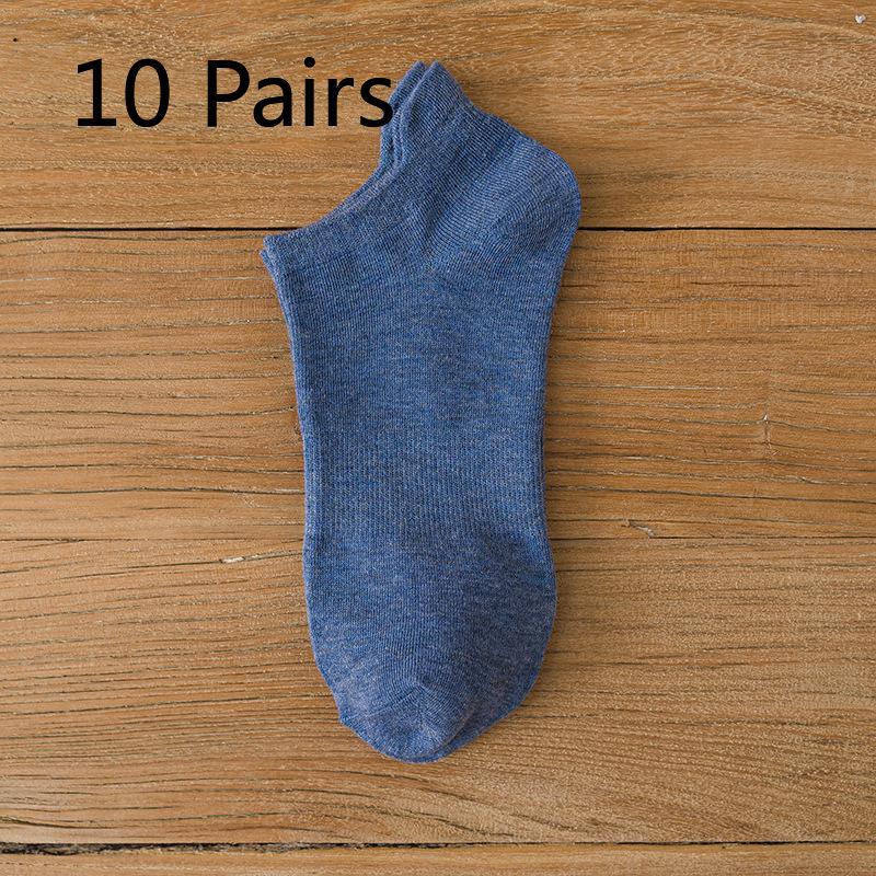 10 Pairs of Men's Short for Summer, Thin, Breathable, Moisture-wicking, Men's Low-top Solid Color Anti-odor, Shallow Opening Sweat-absorbing Socks