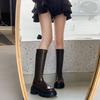 Black boots women's 2025 new spring, autumn and winter thick-soled knee-high knight boots small long boots