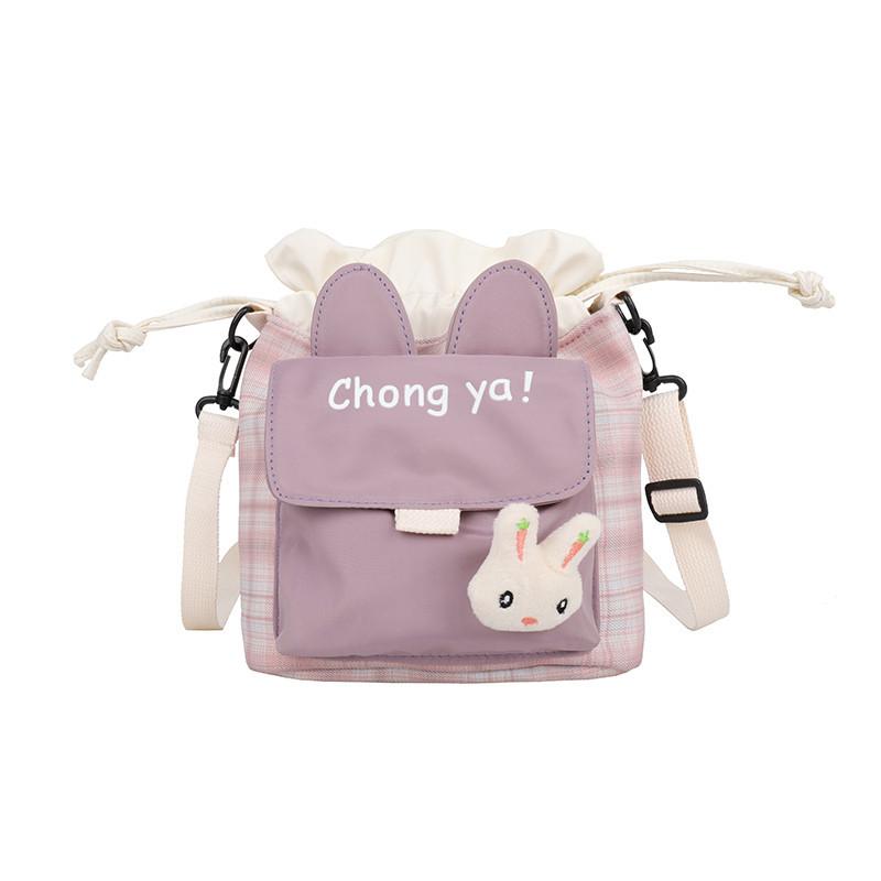 Cute little bag female, new trendy cartoon bucket bag literary student canvas bag shoulder messenger bag