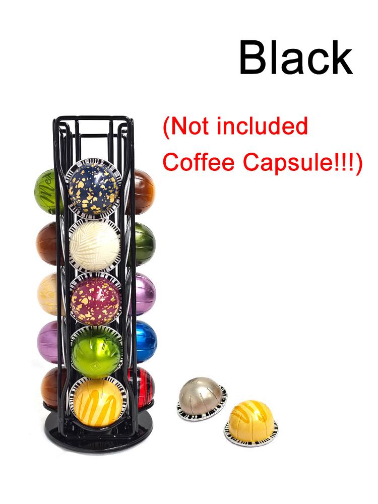 Держатель для кофейных капсул, вращающийся, для капсул Vertuo Line, подставка-дисплей, металлический, органайзер для хранения на 20 чашек, полки, стойка чёрный