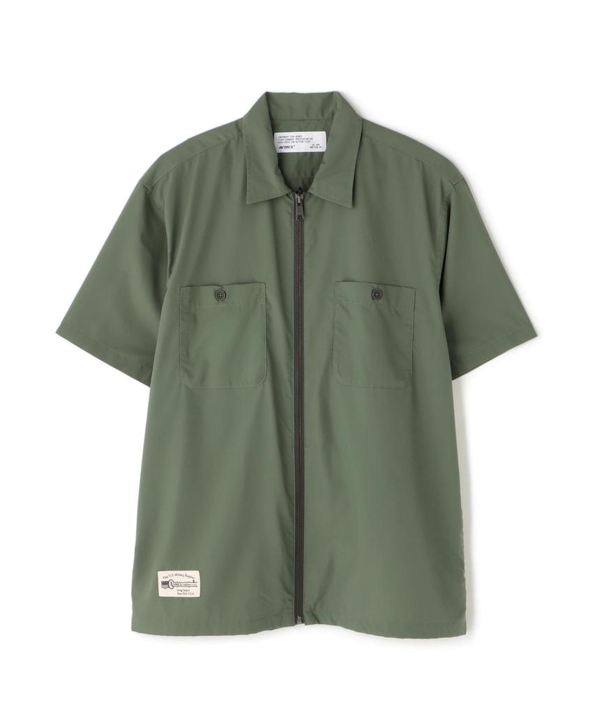 AVIREX ZIP UP WORK SHIRT 25(WEB&DEPOT Exclusive) Short Sleeve Shirt Men's M Olive 783-5123022