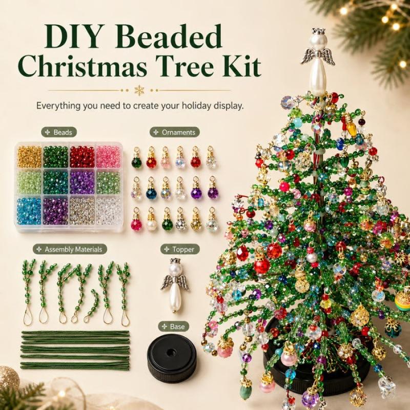 DIY Beaded Christmas Tree Set - Handcrafted Holiday Decor with Colorful Beads for Festive Home Decoration Creative Christmas Craft Gift