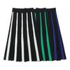 2025 Women's Knit Color Block Striped Pleated Half Skirt