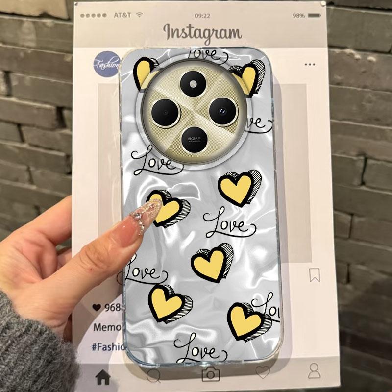 Cute Love Heart Bow Girls Water Texture Phone Case For Xiaomi Poco X3pro X5 M6 X6 X3 NFC M5s M6 Pro C75 C61 Fundas Cover