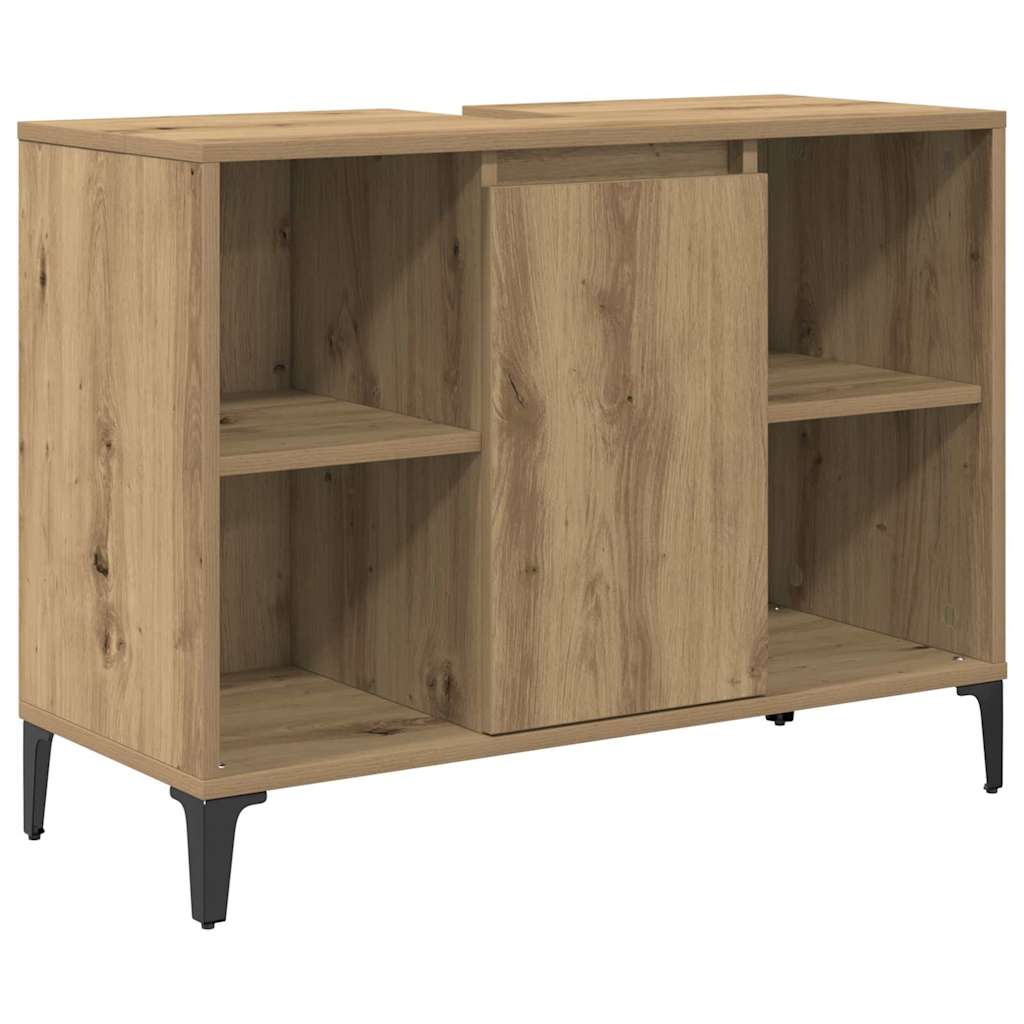 Bathroom Furniture Set with Shelf 3 pcs Artisan Oak Wood Based Material