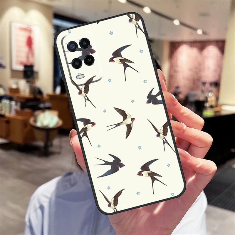 Swallow Collage Pattern Case For Oppo A40 A60 A80 A18 A38 A58 A78 A98 A16 A76 A96 A15 A17 A77 A74 A94 A54 A57S Cover