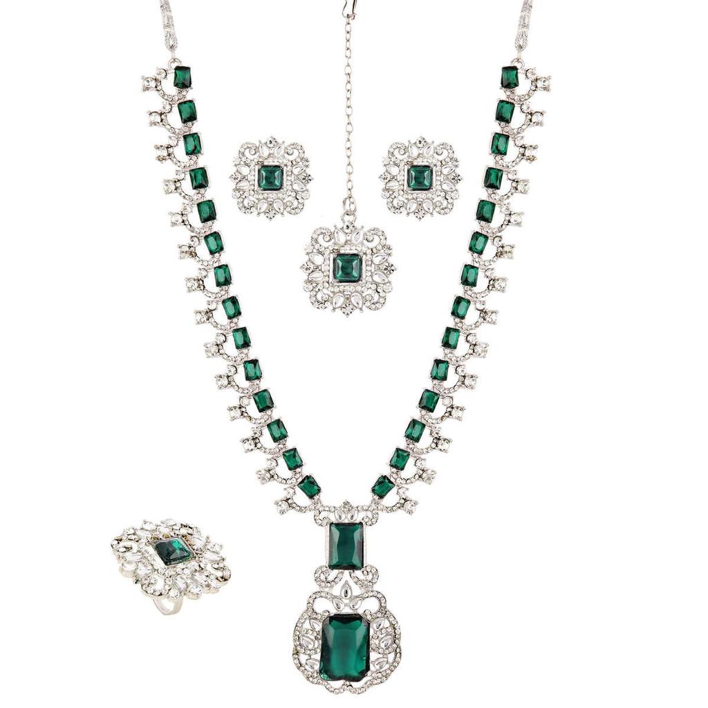 Maang Tikka Ring Earrings Jewellery Set
