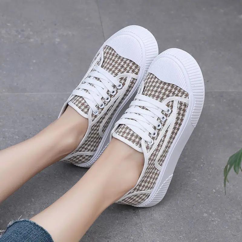 Fashion Designer Luxury Houndstooth Lace Up Woman Footwear Cheap Fashion 2025 Y2k Comfortable and Elegant High Quality Shoes for Women
