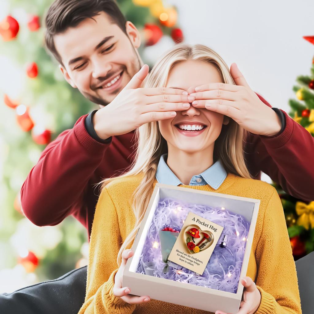 Greeting Card Heart Shape Firefighter Theme Keepsake Appreciation Cards Keychain For Women Birthday Tree Easter Door Home Desk