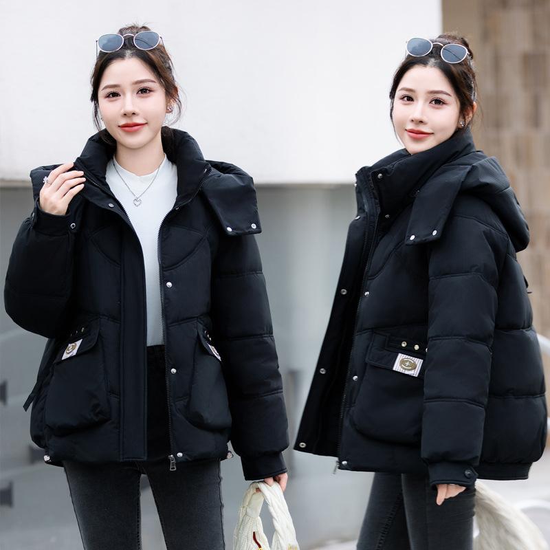 Thickened cotton jacket women's short loose ins Hong Kong style down cotton jacket student padded jacket new in 2025