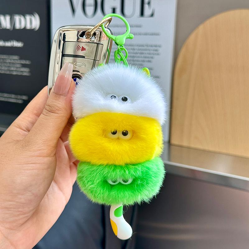 Rex Rabbit Fur Cat Backpack Pendant Keychain Ornament