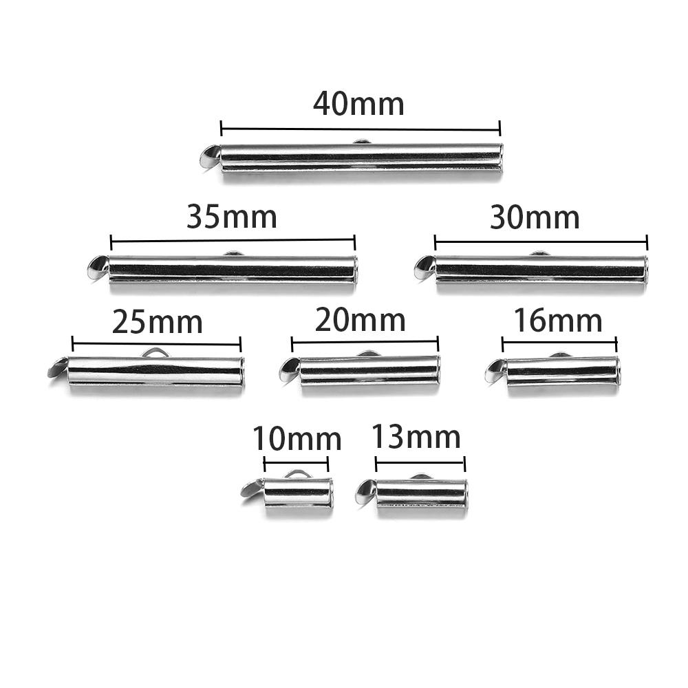10set/lot Slide On End Clasps Crimp End Buckles Tubes Slider End Caps Lobster Clasps Chains For DIY Jewelry Making Findings