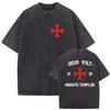 Knights Templar T-shirt Vintage Washed Y2K Aesthetic Unisex Oversized Short Sleeve Summer Cotton Retro Streetwear 2026 Hot Sale