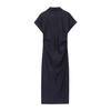 2025 Spring Women's European & American Style Short-Sleeve Denim Midi Dress with Turn-Down Collar
