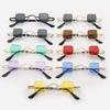 Metal Frame Small Square Sunglasses Candy Color Mini Sunglasses Hip Hop Shades  for Women & Men