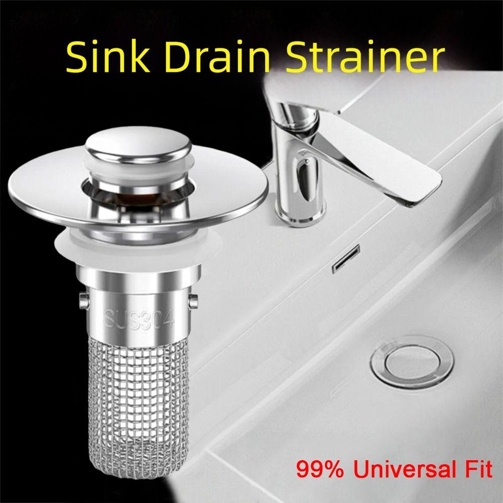 Stainless Steel Bathroom Sink Drain Strainer Removable Basket Drain Stopper Shower Sink