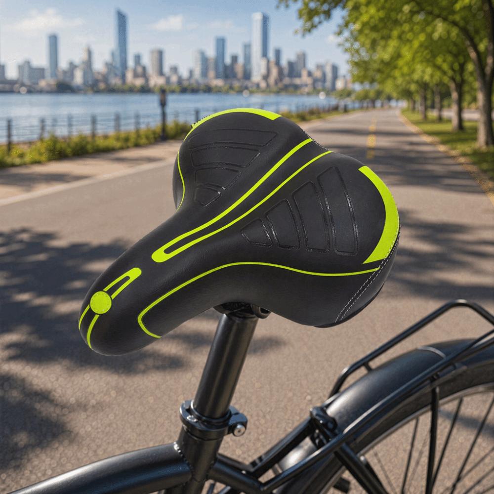 Black and Green Bike Seat PU Leather Bike Saddle Durable Bike Seat Cushion  Exercise Bike